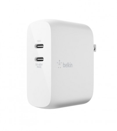 Belkin Wall USB Charger 2 USB-C (68W) Boost Charge White (WCH003dqWH) (By SuperTStore)