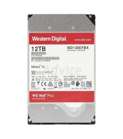 12 TB HDD WD RED PLUS (7200RPM, 256MB, SATA-3, WD120EFBX)(By SuperTStore)