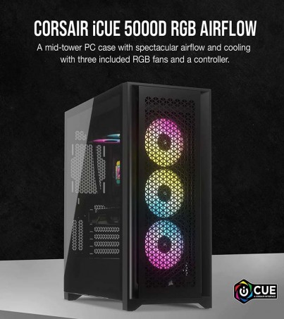 CASE (เคส) CORSAIR ICUE 5000D RGB AIRFLOW (BLACK)(By SuperTStore)