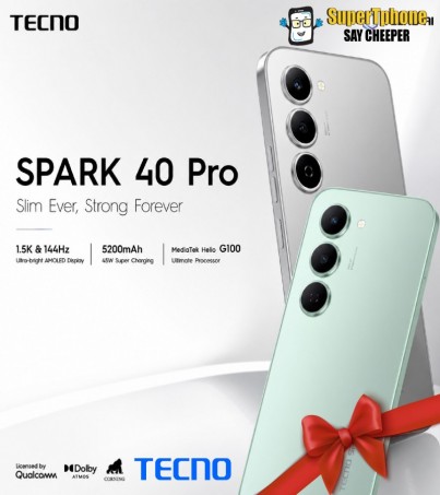 TECNO SPARK 40 Pro (8+256GB)จอ 6.78 นิ้ว l แบตเตอรี่ 5200mAh l  กล้องหลัง 50Mp(By SuperTStore)