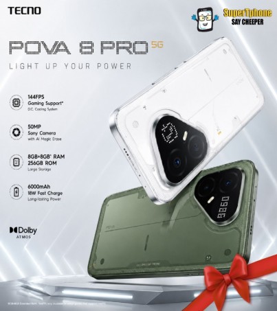 TECNO POVA 8 Pro รุ่น 5G(12+256GB) หน้าจอ 6.78  l  แบตเตอรี่ 6500 mAh l สู้แสงแดดจ้าได้ดีเยี่ยม (By SuperTStore)