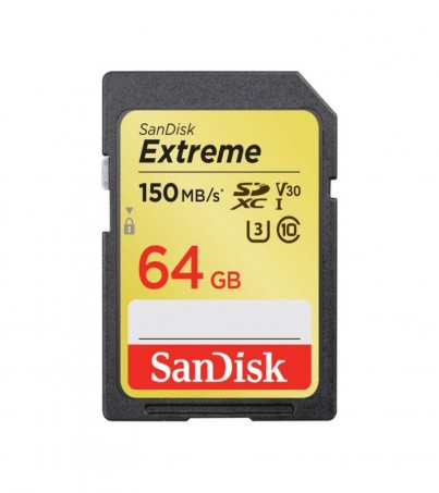 SanDisk Extreme 64GB SDXC C10 UHS-I Card V30 150/70 MB/s (SDSDXV6-064G-GNCIN)