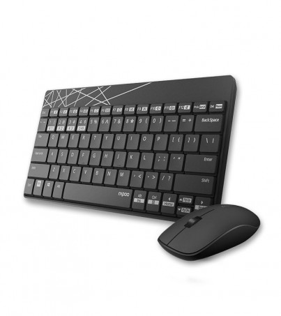 Rapoo 8000M Multi-mode Wireless Keyboard & Mouse (KB-8000M) - Black พิมพ์เข้ามือ งานเสร็จไว ส่งรายงานหัวหน้าทันใจ !!!